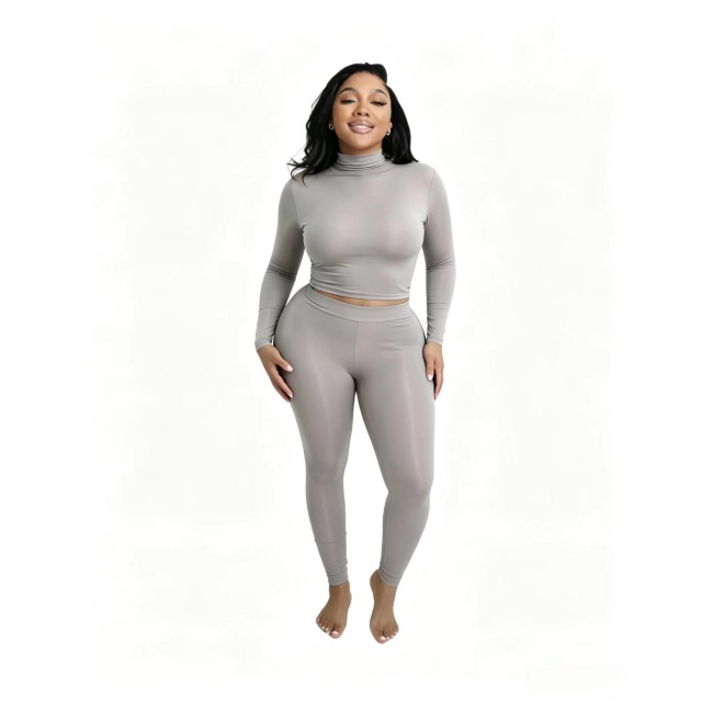 High Elasticity Seamless High Neck Top Legging Set