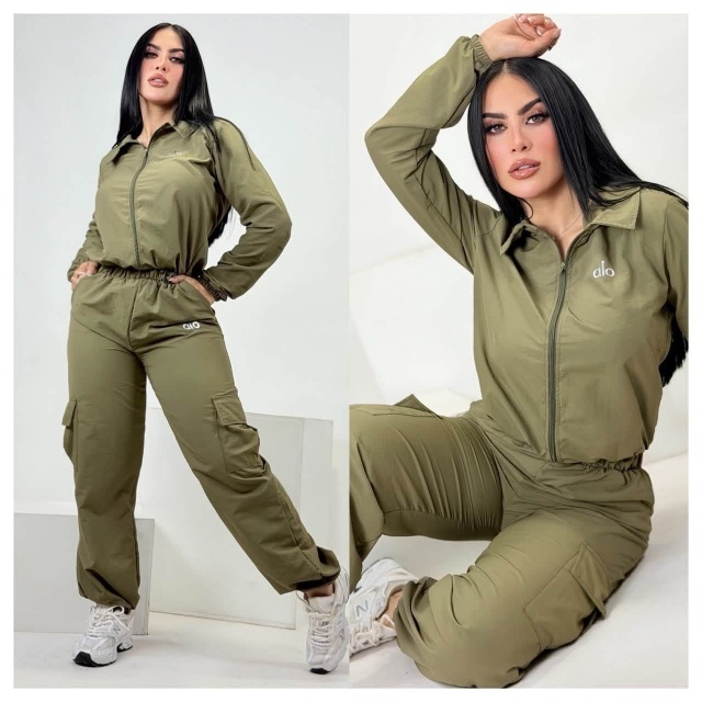 Women Casual Sport Cargo Tracksuit Set