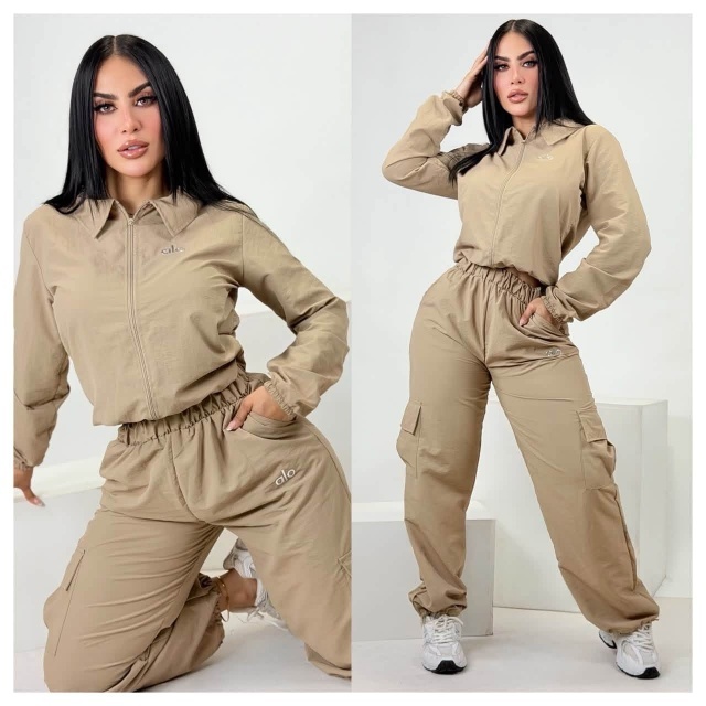 Women Casual Sport Cargo Tracksuit Set