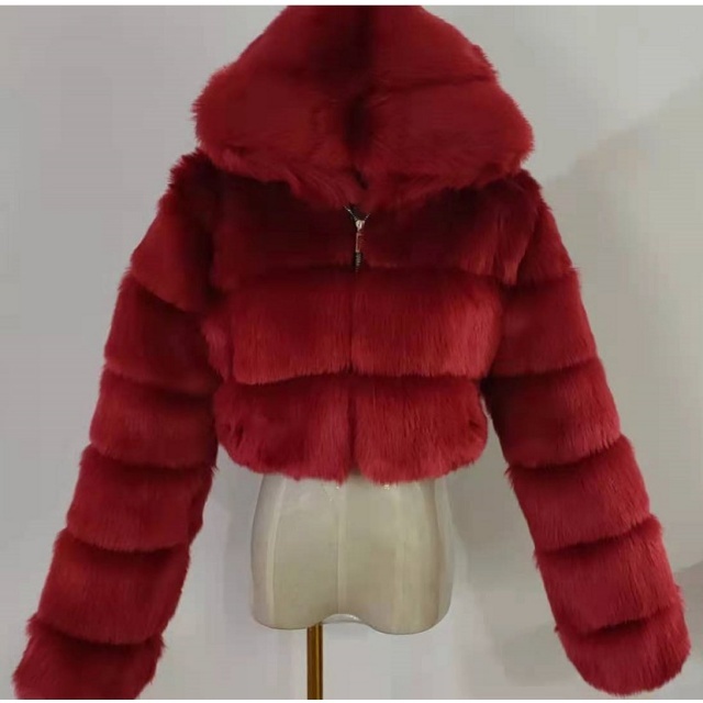Autumn/Winter Hooded Stylish Faux Fur Jacket
