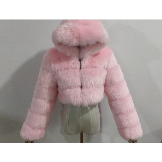 Autumn/Winter Hooded Stylish Faux Fur Jacket