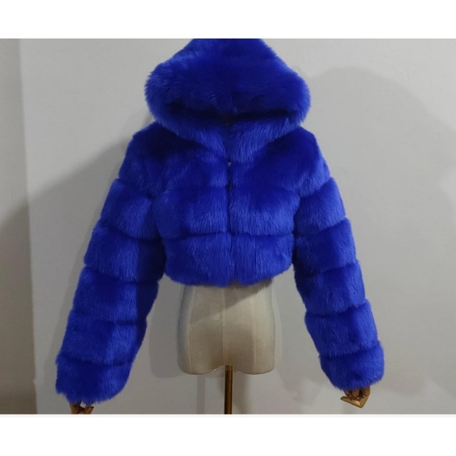Autumn/Winter Hooded Stylish Faux Fur Jacket