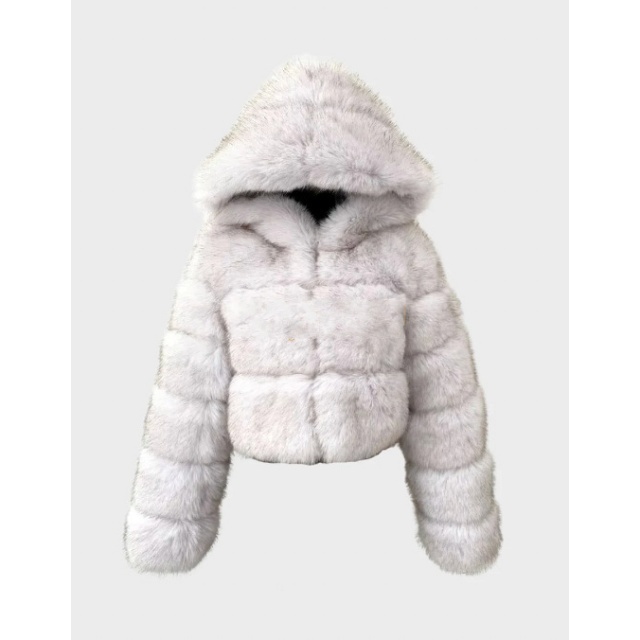 Autumn/Winter Hooded Stylish Faux Fur Jacket