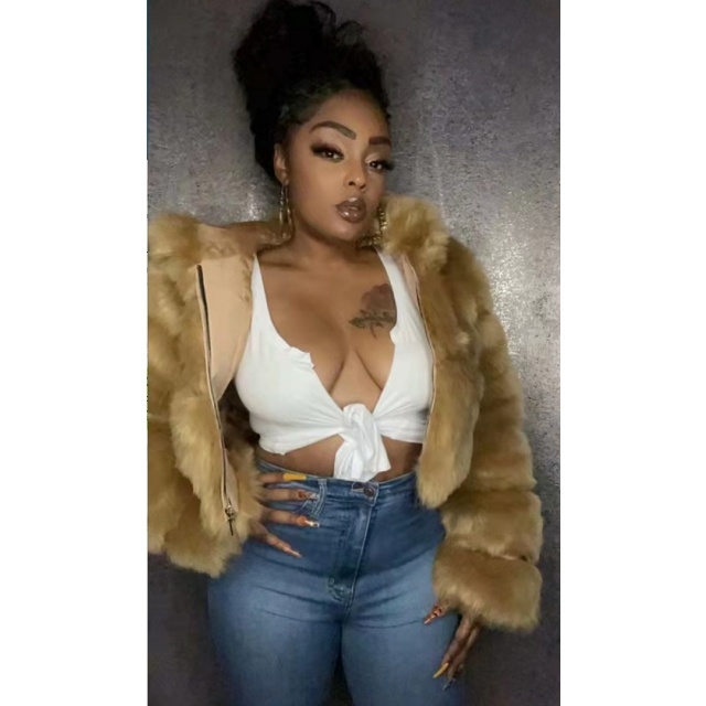 Autumn/Winter Hooded Stylish Faux Fur Jacket