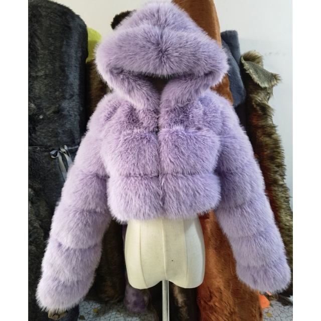 Autumn/Winter Hooded Stylish Faux Fur Jacket