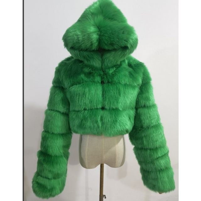 Autumn/Winter Hooded Stylish Faux Fur Jacket