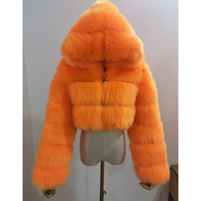 Autumn/Winter Hooded Stylish Faux Fur Jacket