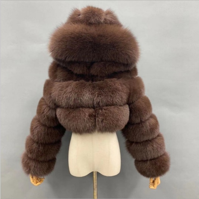 Autumn/Winter Hooded Stylish Faux Fur Jacket