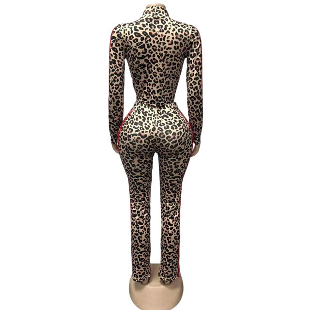 Leopard Print Fall 3 Piece Tracksuit Set