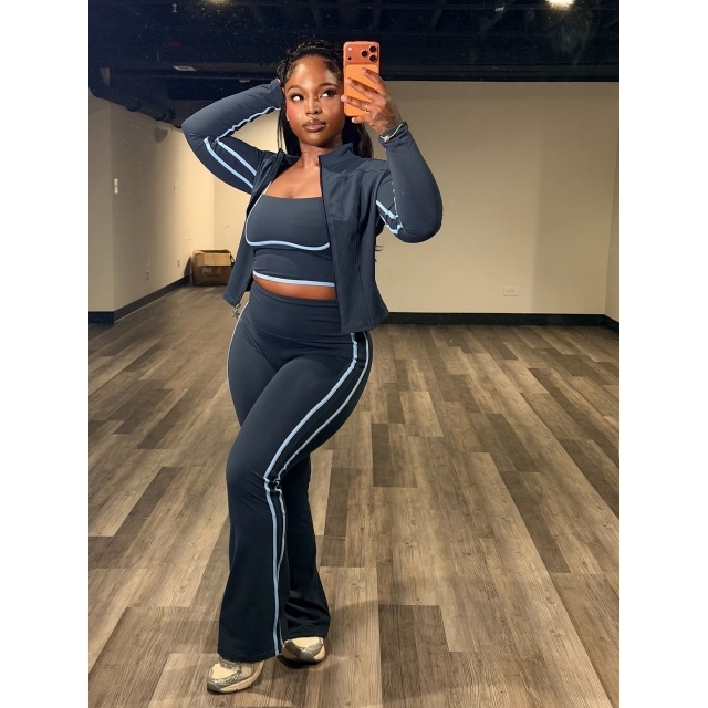 Colorblock Gym Wear 3 Pieces Set