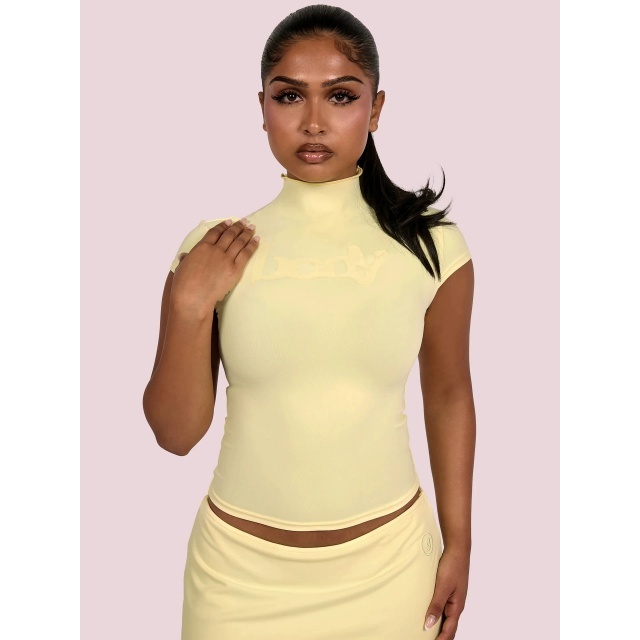Fashion Fitted High Neck Top Mini Skirt Set