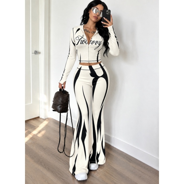 Printed High Waist Jogging Suit