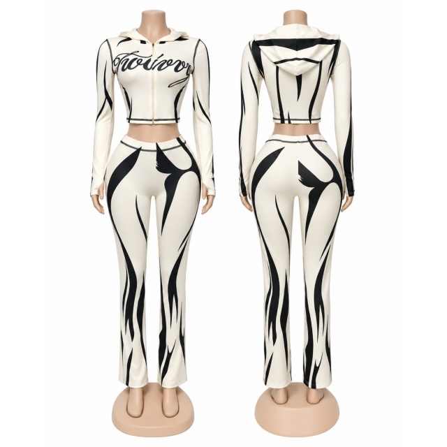 Printed High Waist Jogging Suit