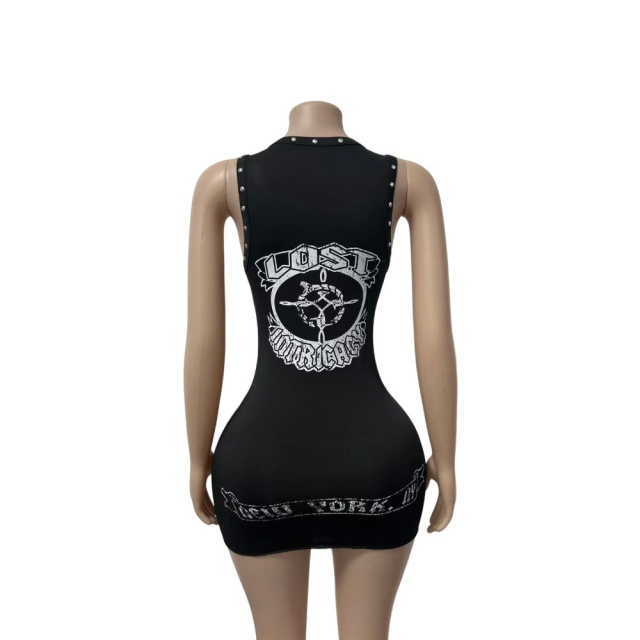 Rivets Sleeveless Bodycon Dress