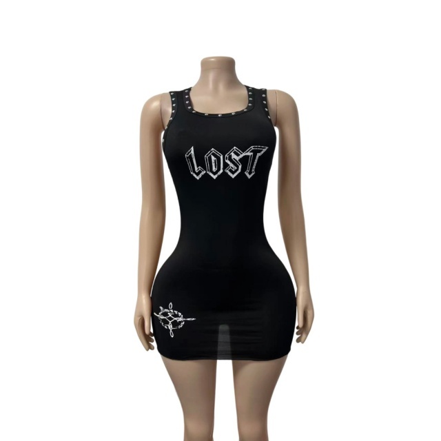Rivets Sleeveless Bodycon Dress