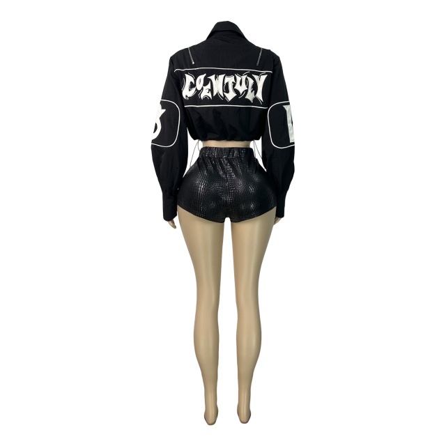 Letters Embroidery Bottons Up Short Jacket