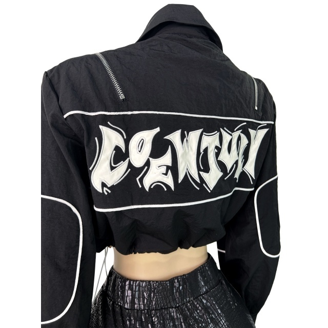 Letters Embroidery Bottons Up Short Jacket