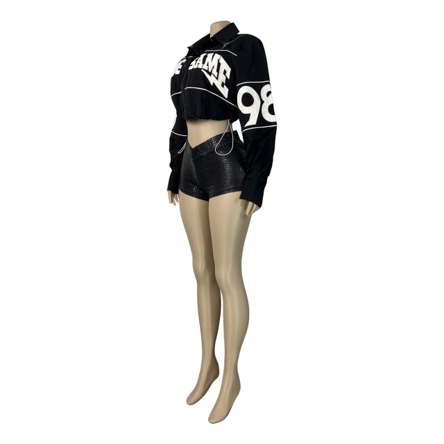 Letters Embroidery Bottons Up Short Jacket