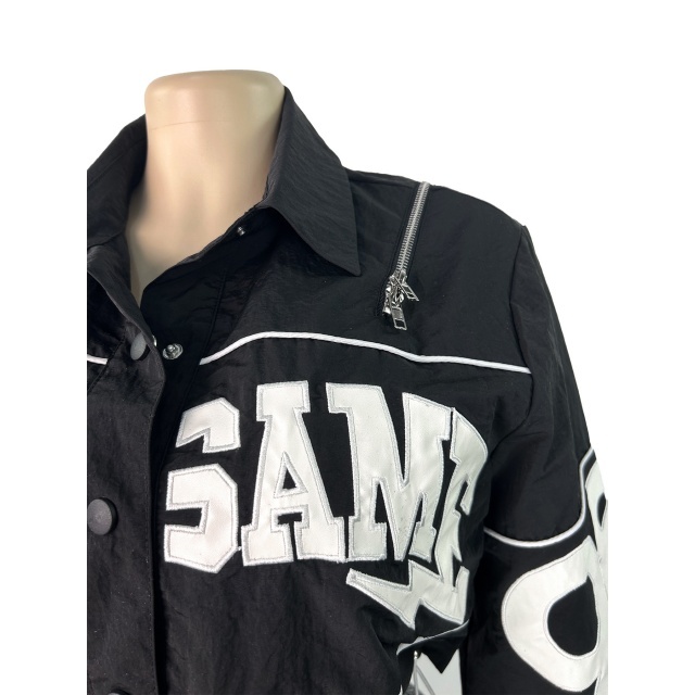 Letters Embroidery Bottons Up Short Jacket