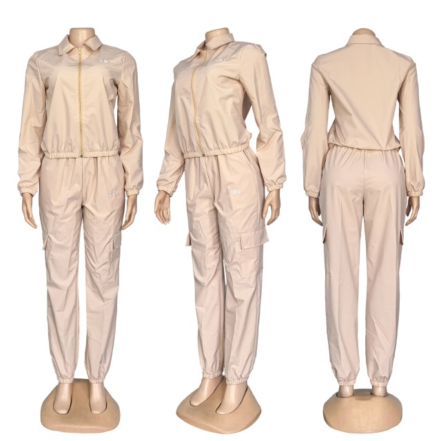 Women Casual Sport Cargo Tracksuit Set