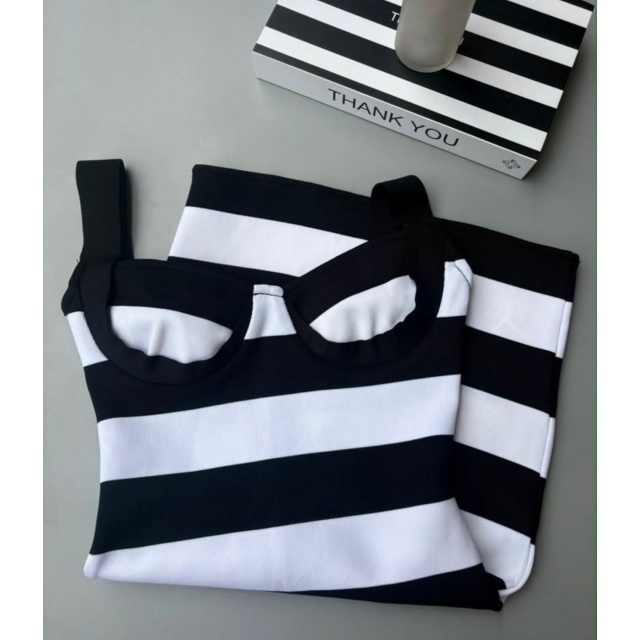 Knit Fashion Striped Bodycon Dress