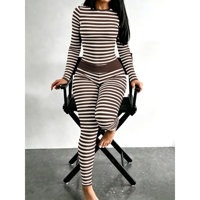 Fashion Striped Long Sleeve Pants Set