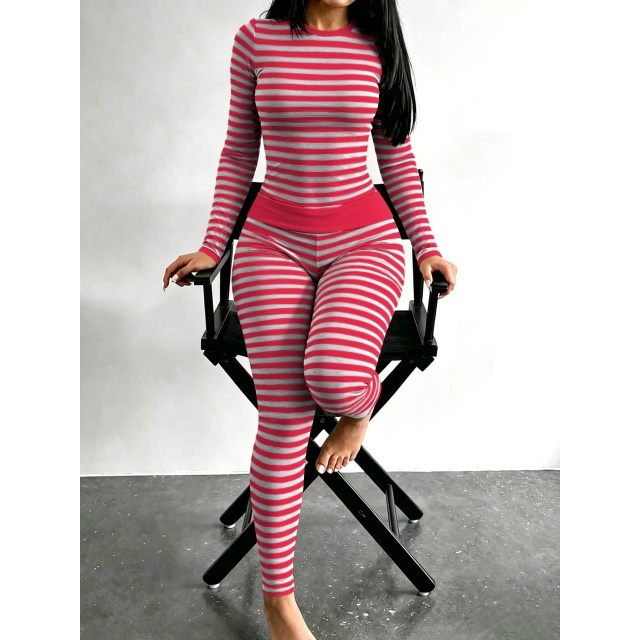 Fashion Striped Long Sleeve Pants Set