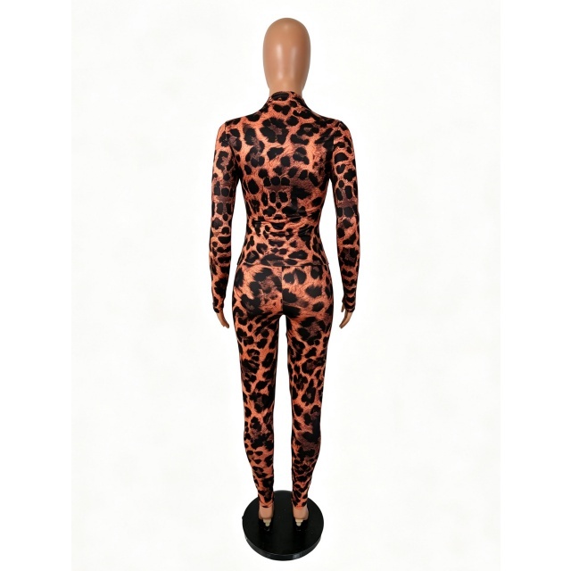 Snake Printed Long Sleeve Top Slim Fitted Pant Set