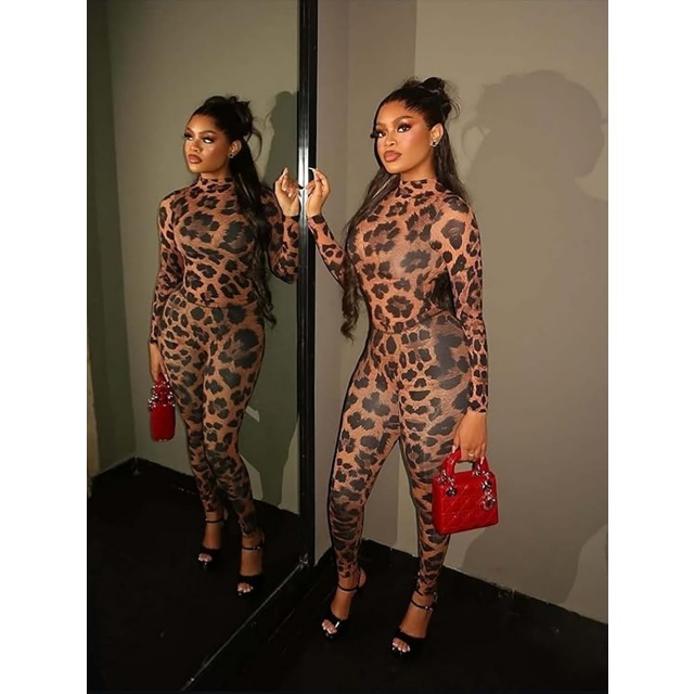 Snake Printed Long Sleeve Top Slim Fitted Pant Set