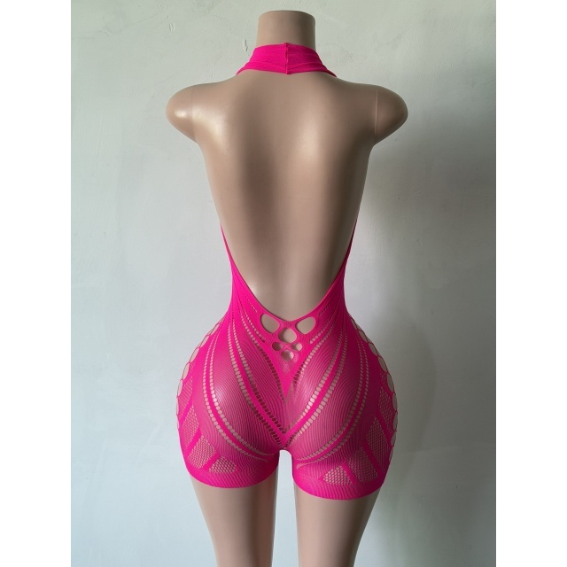 Rhinestones Hollow Out Backless Lingerie Romper