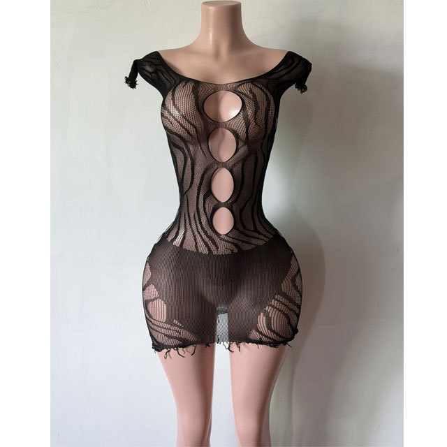 Off Shoulder Hollow Out Tassel Lingerie Dress