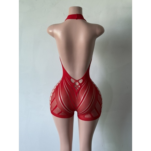 Rhinestones Hollow Out Backless Lingerie Romper