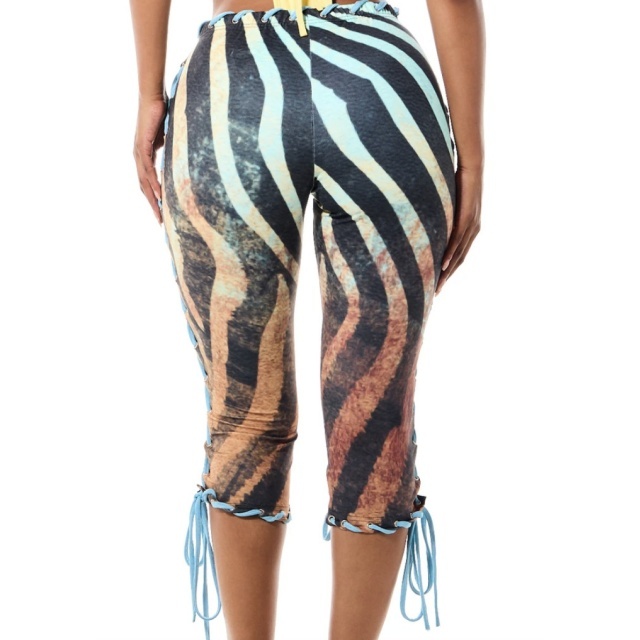 Zebra Print Lace Up Capris