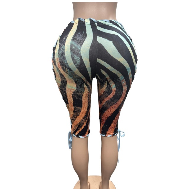 Zebra Print Lace Up Capris