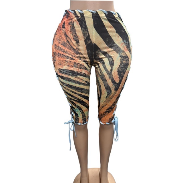 Zebra Print Lace Up Capris