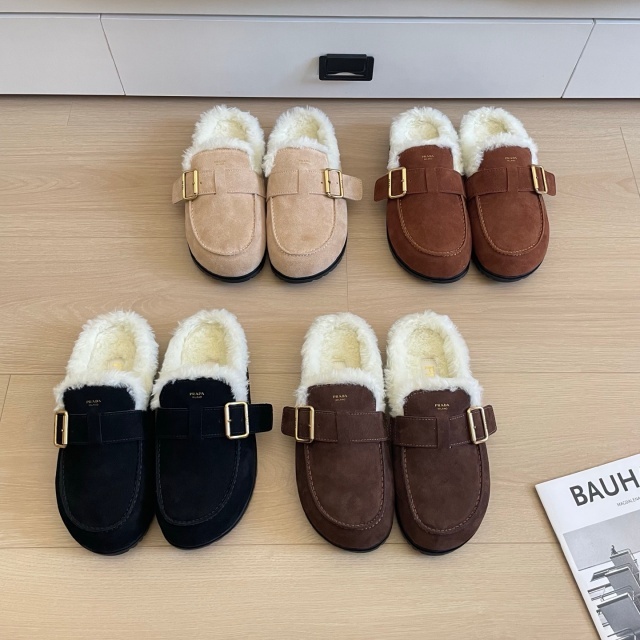 Winter Warm Closed Toe Backless Loafer Mules