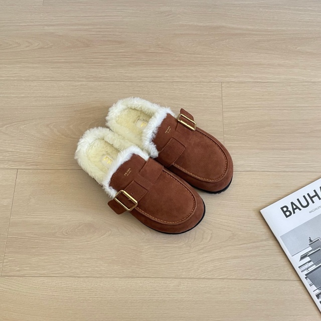 Winter Warm Closed Toe Backless Loafer Mules