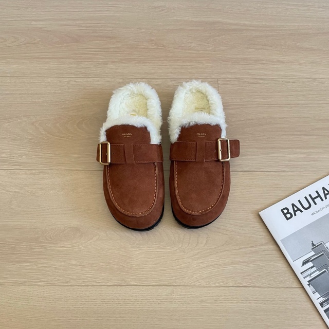 Winter Warm Closed Toe Backless Loafer Mules