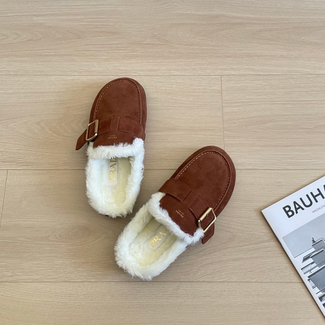 Winter Warm Closed Toe Backless Loafer Mules