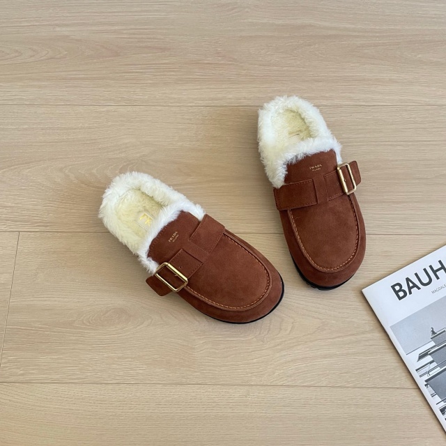 Winter Warm Closed Toe Backless Loafer Mules