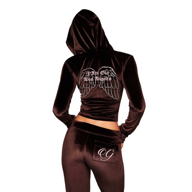 Velvet Hooded Sweatshirt Slim Fitted Pant Set