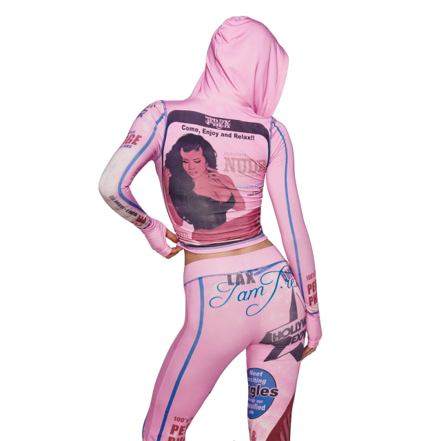 Figure-print Slim Fitted 2 Pieces Pant Set