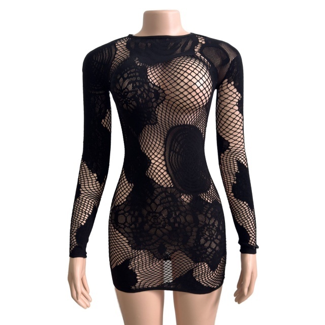 Floral Lace Hollow Out Lingerie Dress