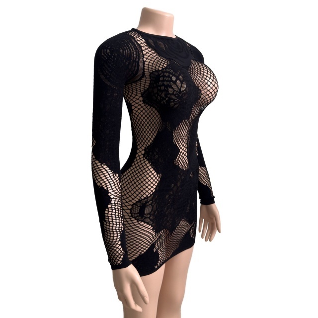 Floral Lace Hollow Out Lingerie Dress