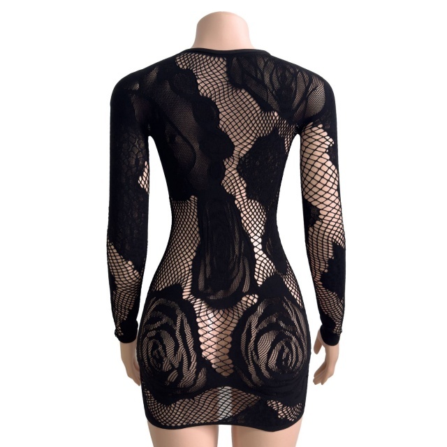 Floral Lace Hollow Out Lingerie Dress
