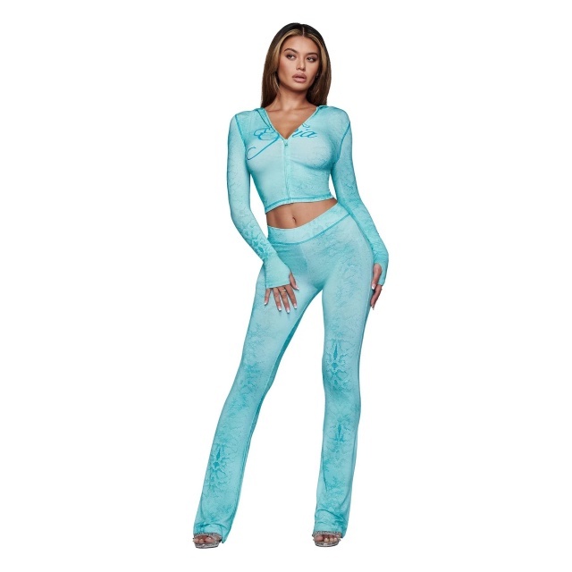 Snake-print Hooded Top Slim Fitted Pant Set