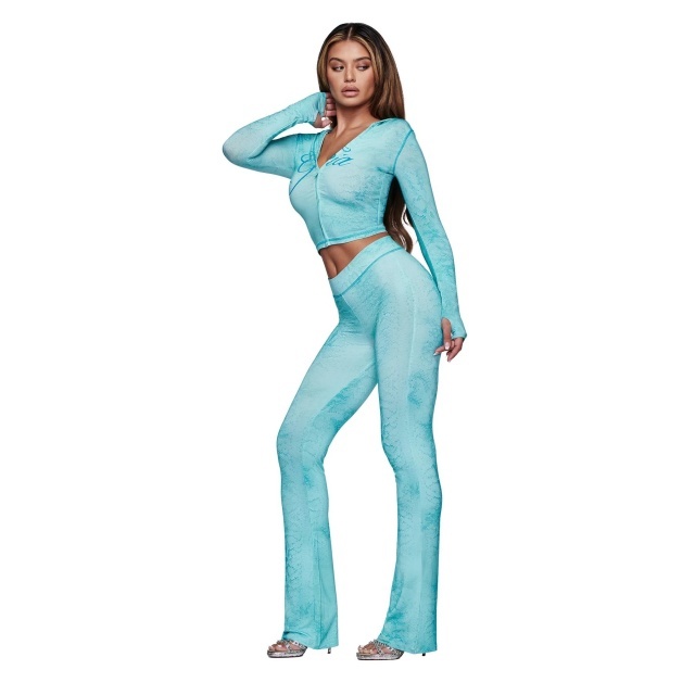 Snake-print Hooded Top Slim Fitted Pant Set