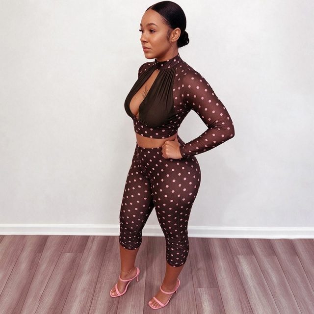 Vintage Polka Dots Printed Capris Set