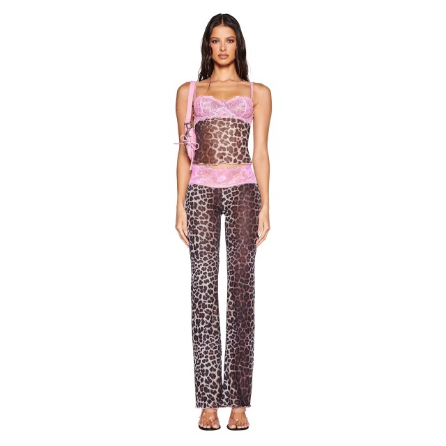 Lace Leopard Casual Pants Set