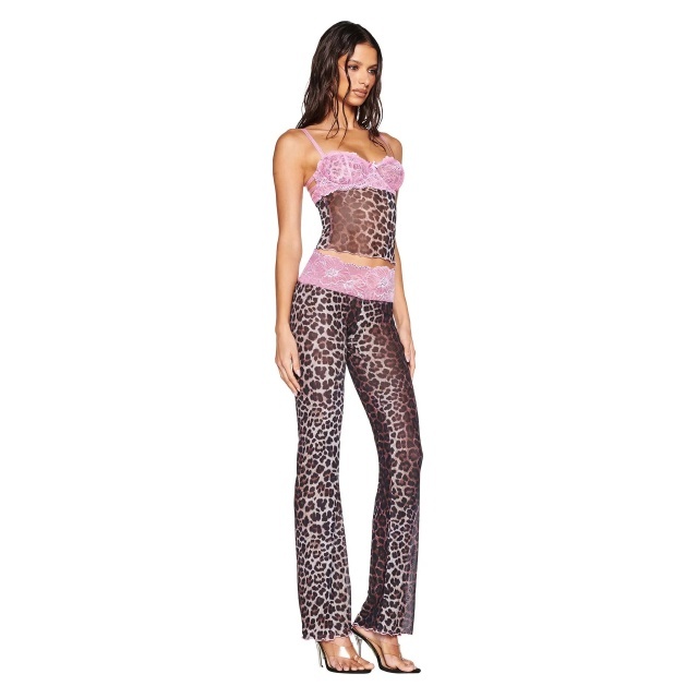 Lace Leopard Casual Pants Set